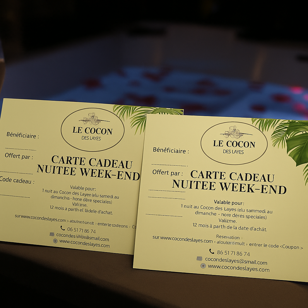 Carte cadeau Nuitée au Cocon des Layes du samedi au dimanche – Image 2